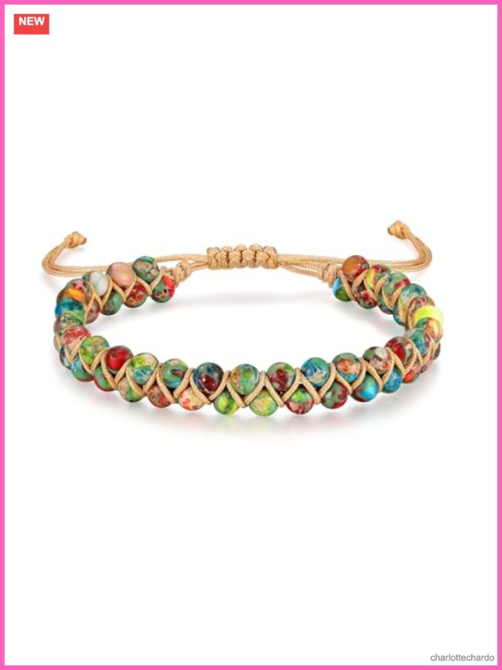 7 Chakra Healing Bracelet Jasper Stone Beads Adjustable Sliding Knot